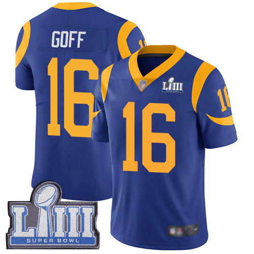 Los Angeles Rams Limited Royal Blue Men Jared Goff Alternate Jersey NFL Football #16 Super Bowl LIII Bound Vapor Untouchable